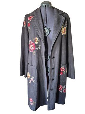 Sundance Women's Embroidered duster trench Coat Size XS